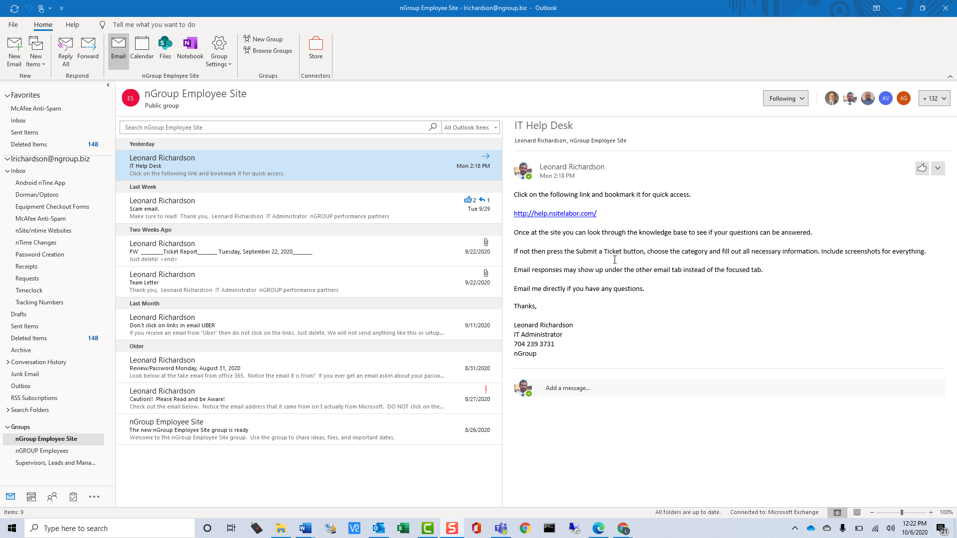 Using Groups in Outlook